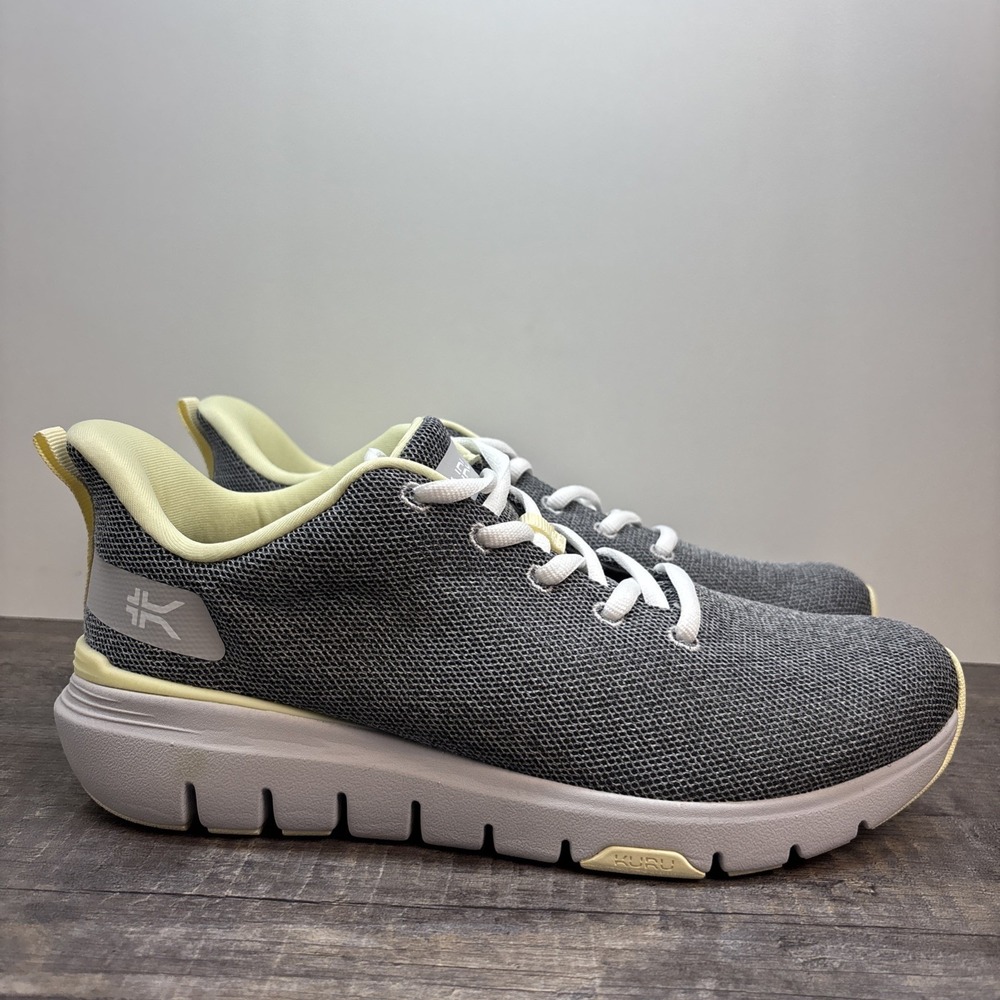 Kuru Flex Via Women's 8 Sneaker Dove Gray/ Pale Lime Mesh Lace Up Shoe Running